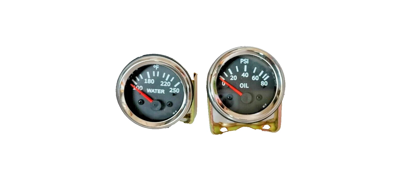 Electrical Oil Pressure Gauge Water Coolant Temp Gauge Black Chrome 52mm 2 1/16"