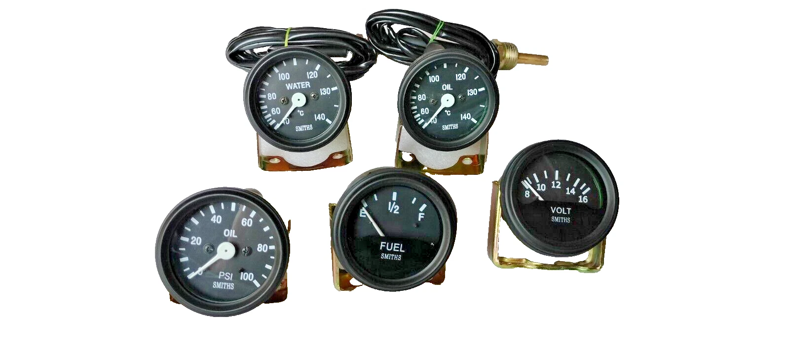 Smiths Replica Oil Temp C+ Water Temp+Oil Pressure+ Fuel+ Volt Gauge Black Bezel