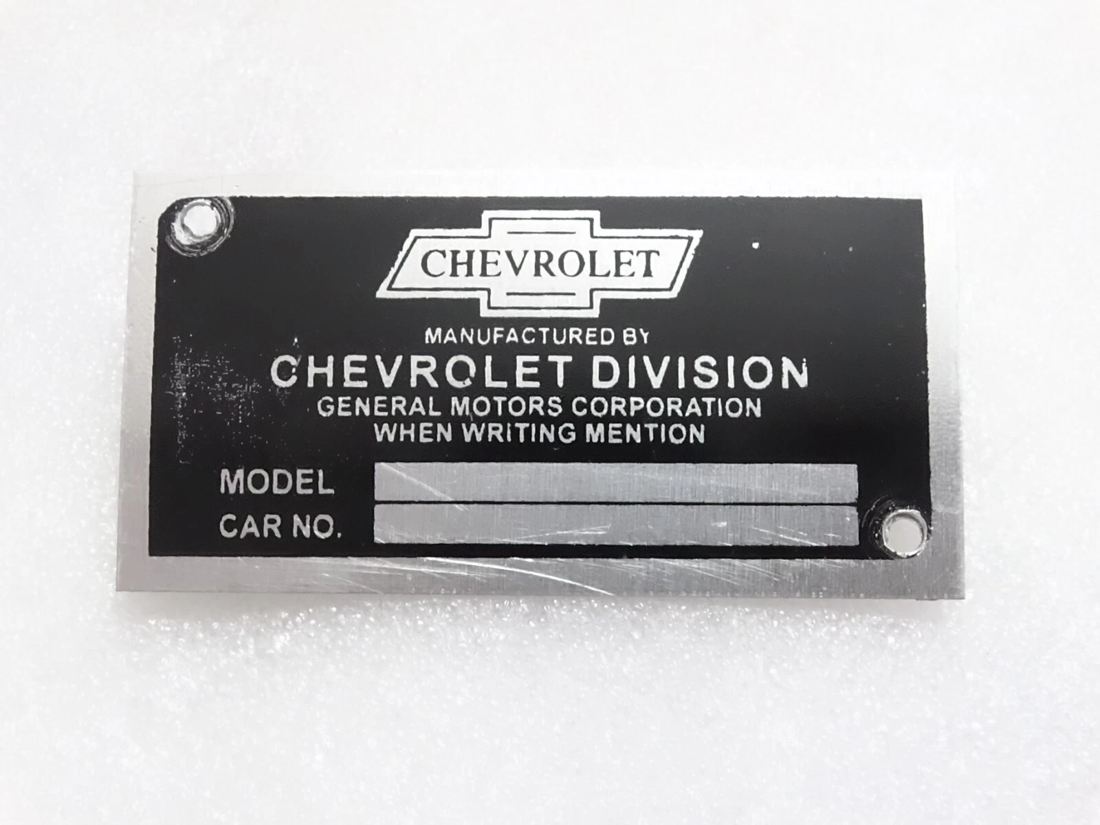 Chevrolet Division Chassis Serial Number Data Plate For Chevrolet Vintage Cars