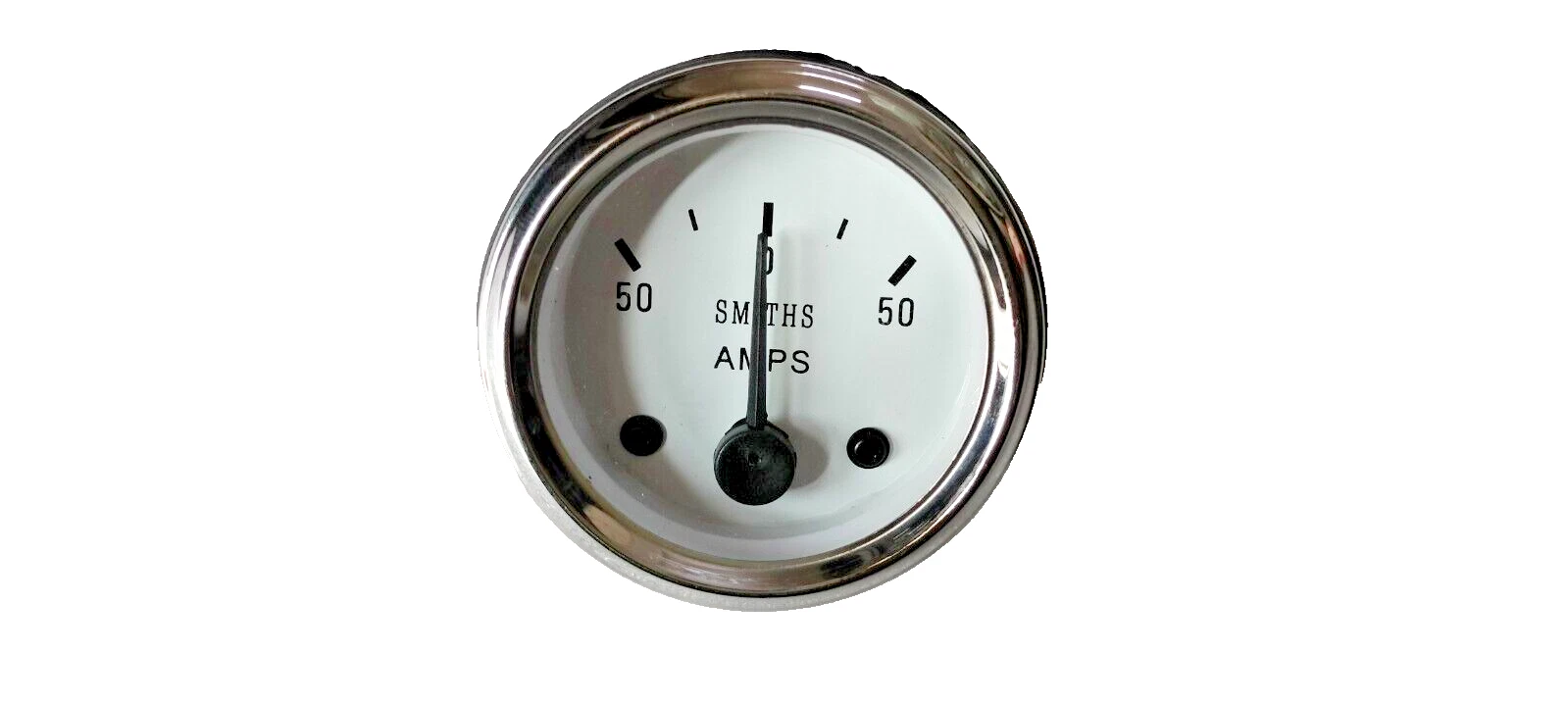 Smiths Rep Ampere Meter 50 Amp, 12 Volt, White Chrome, 52mm, 2 1/16... #18-58