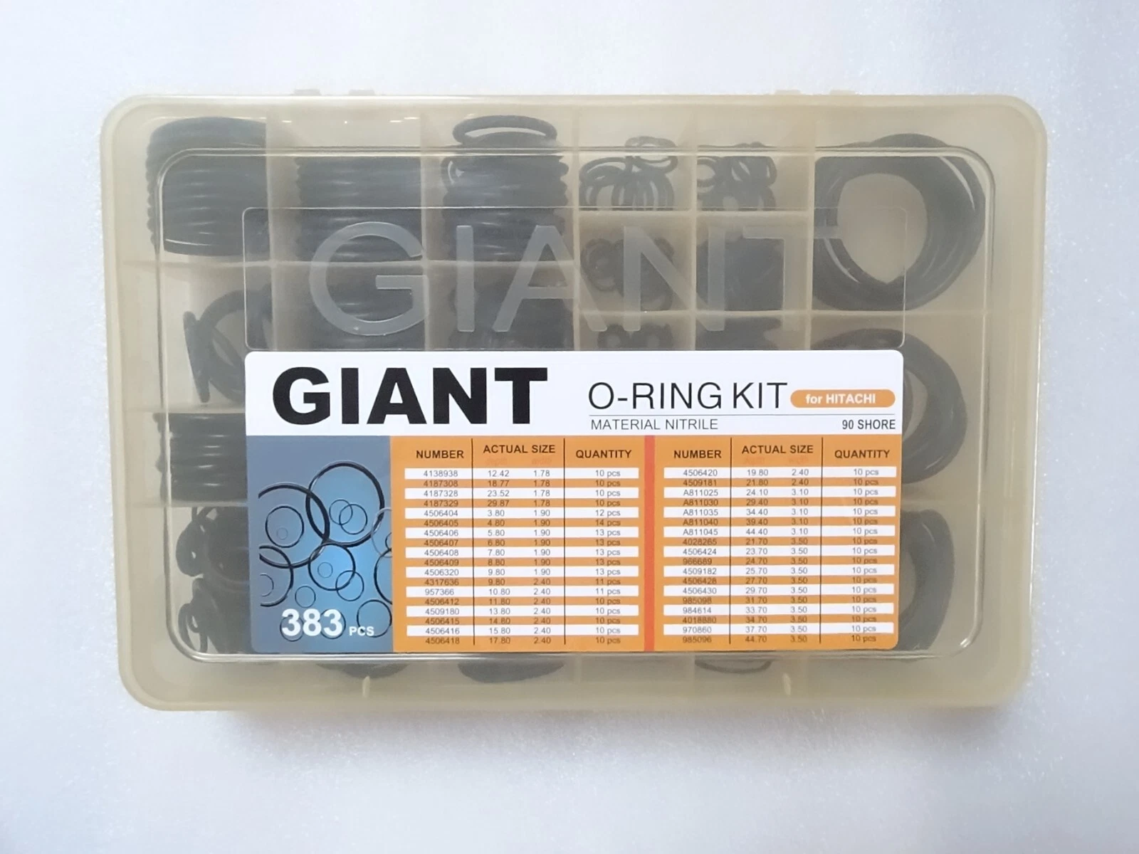 Hitachi Parts- Glant Master O Ring Seal Kit 383 Pcs Nitrile Material 90 Shore